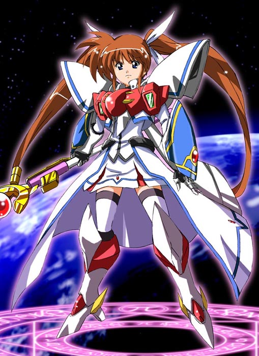 takamachi nanoha and raising heart (lyrical nanoha and 2 more) drawn by fujitama_(lose_dog)