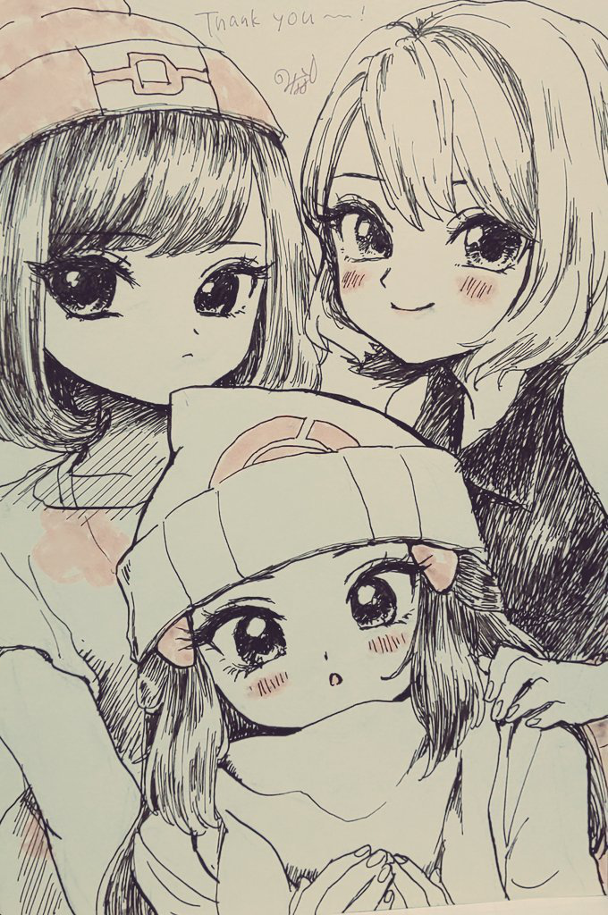 dawn, serena, and selene (pokemon and 1 more) drawn by minapo