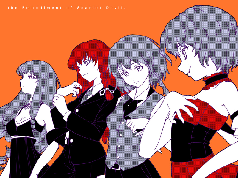 remilia scarlet, izayoi sakuya, patchouli knowledge, and hong meiling (touhou and 1 more) drawn by aka_ringo