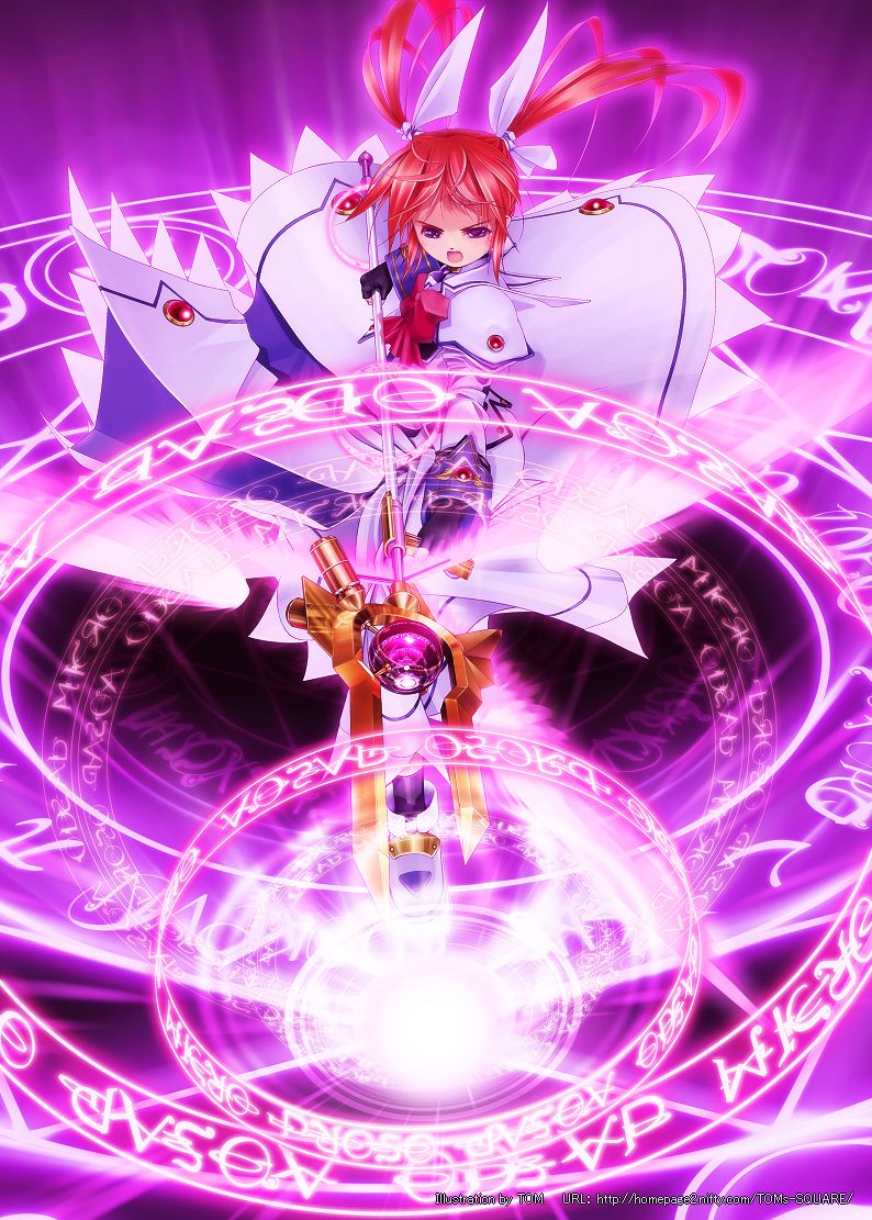 takamachi nanoha and raising heart (lyrical nanoha and 2 more) drawn by tom_(1art.)