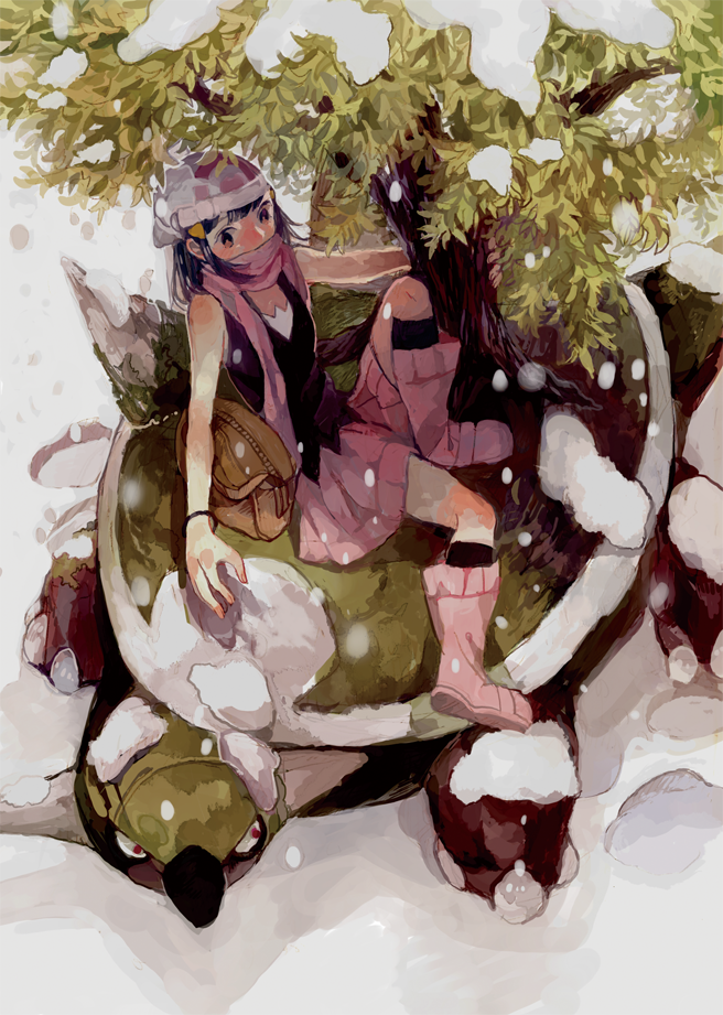 dawn and torterra (pokemon and 1 more) drawn by minahamu