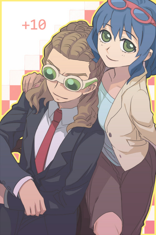 kidou yuuto and otonashi haruna (inazuma eleven and 1 more) drawn by lizzydom