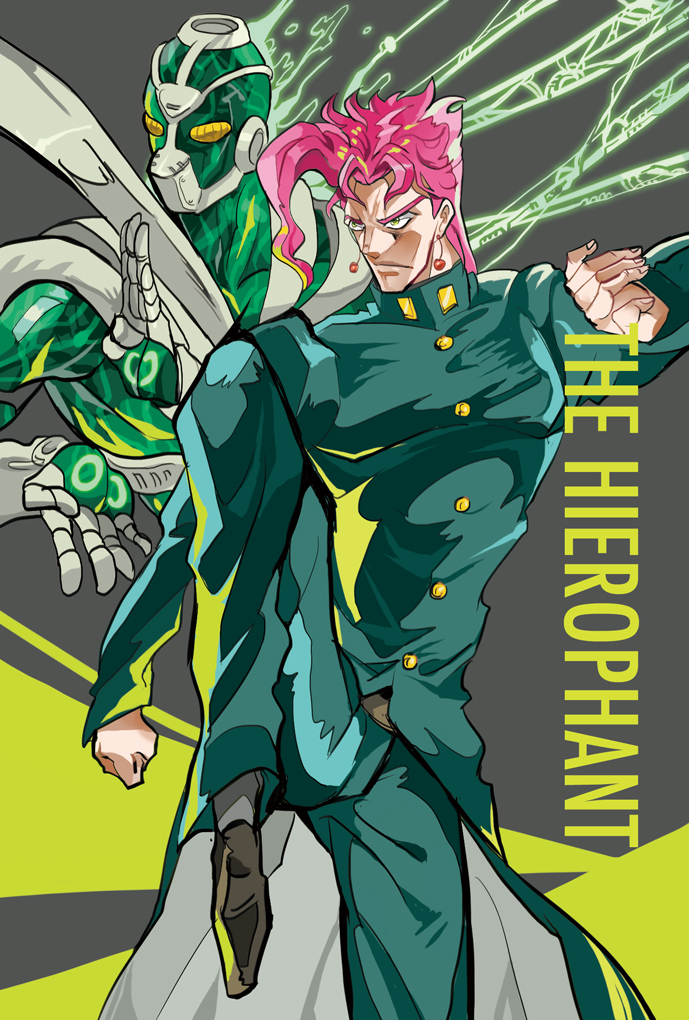 kakyoin noriaki and hierophant green (jojo no kimyou na bouken and 1 more) drawn by sae_(suzuki4866)