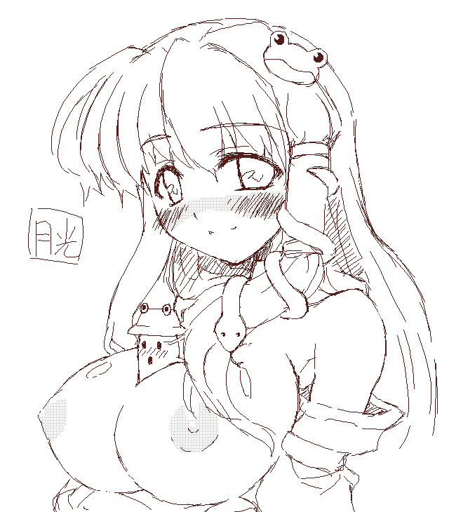 kochiya sanae and pyonta (touhou) drawn by gekkou_ookami