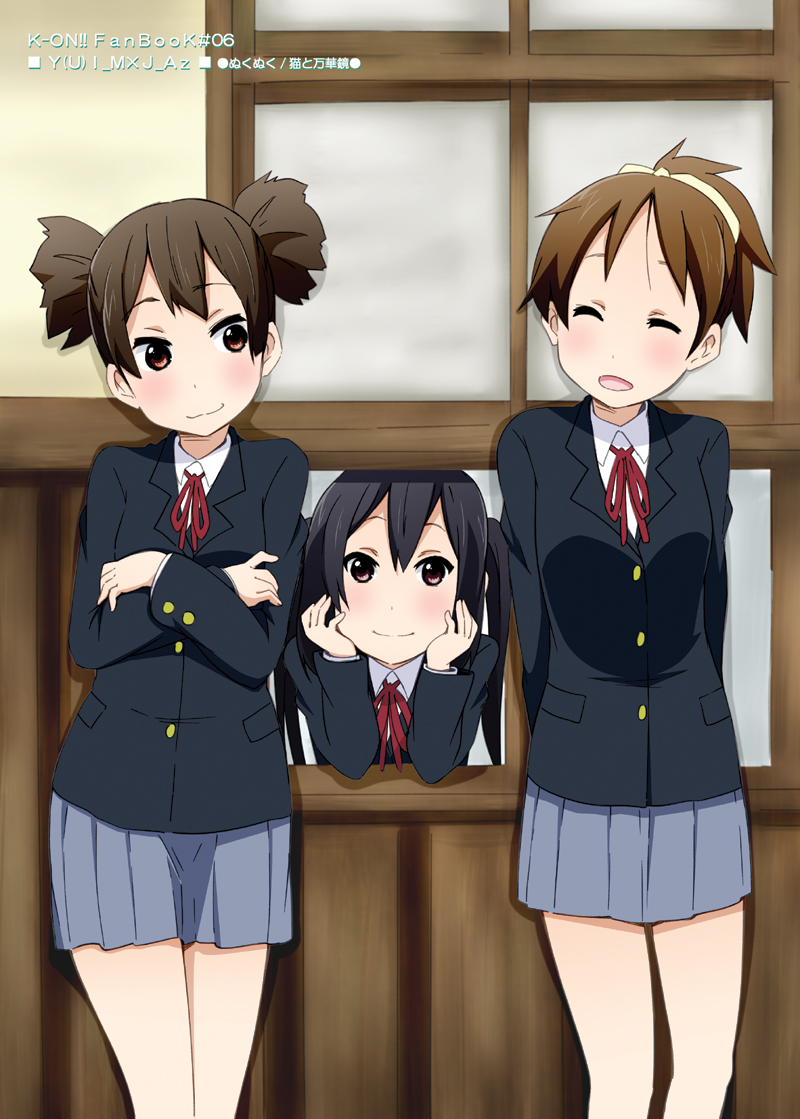 nakano azusa, hirasawa ui, and suzuki jun (k-on!) drawn by nukunuku