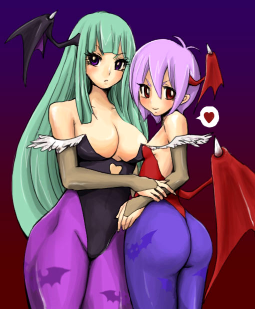 morrigan aensland and lilith (darkstalkers) drawn by kusonero