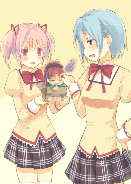 kaname madoka, miki sayaka, and sakura kyoko (mahou shoujo madoka magica) drawn by jing_hu