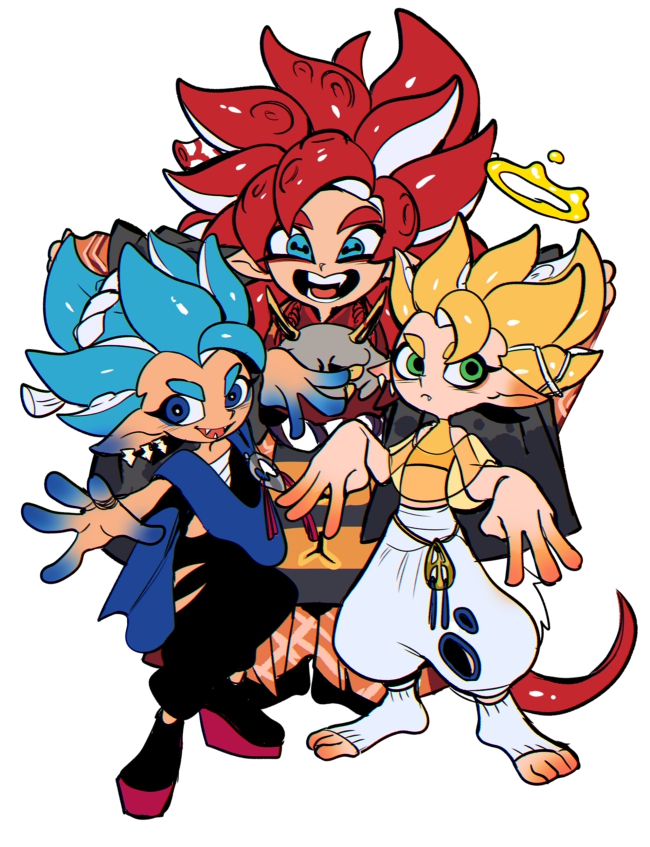 gogeta, shiver, frye, and big man (splatoon and 4 more) drawn by nanika_(nnkgh)
