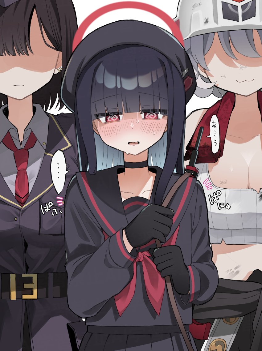 justice task force member, hot springs department member, and pandemonium society member (blue archive) drawn by mi_yabi_589