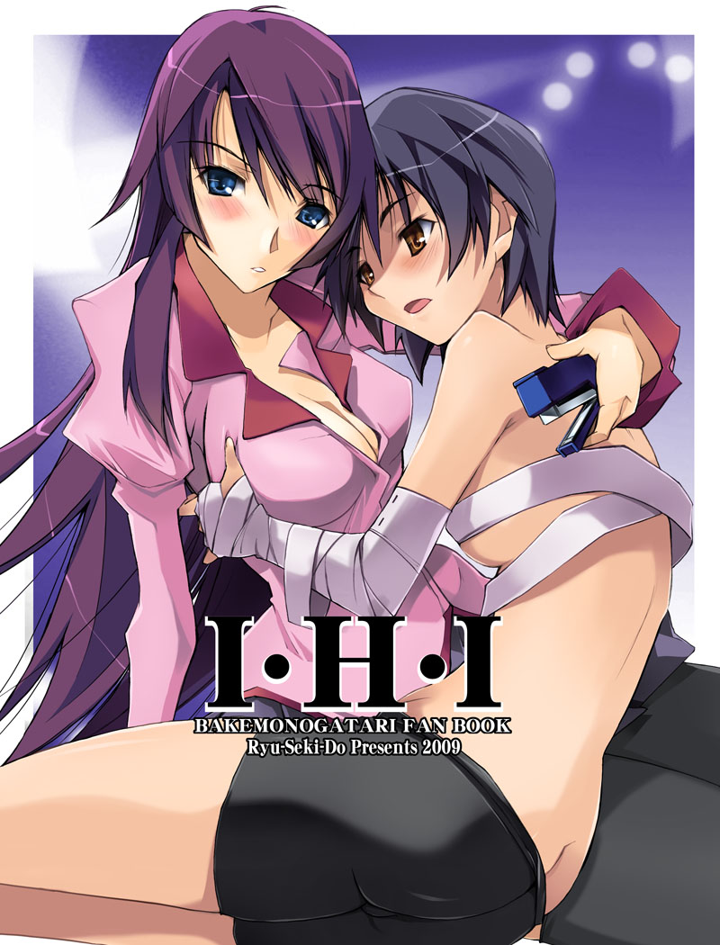 senjougahara hitagi and kanbaru suruga (monogatari and 1 more) drawn by nagare_hyougo