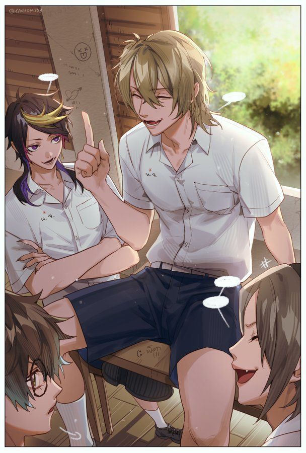 ike eveland, luca kaneshiro, shu yamino, and mysta rias (nijisanji and 1 more) drawn by kaohom503