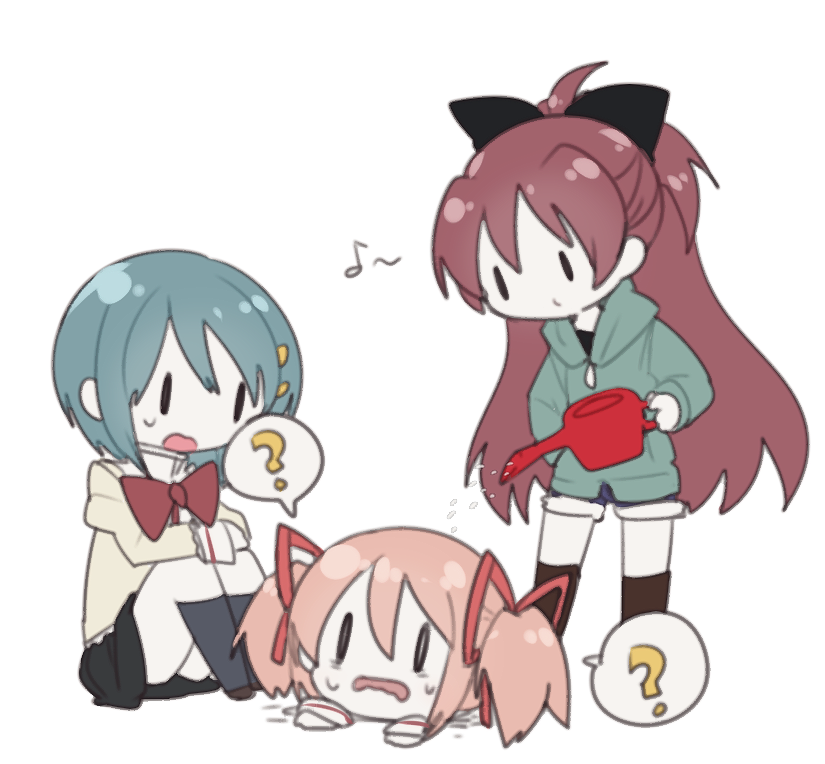 kaname madoka, miki sayaka, and sakura kyoko (mahou shoujo madoka magica) drawn by fc_(efushii)