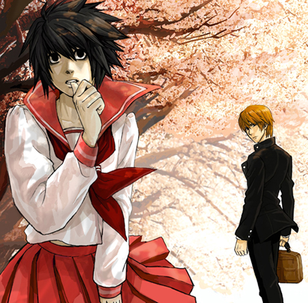 yagami light and l (death note and 1 more)