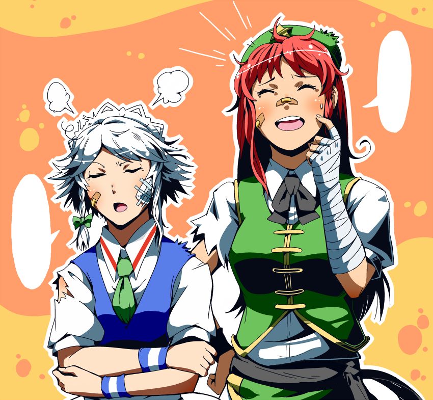 izayoi sakuya and hong meiling (touhou) drawn by tomo_(touajukou)