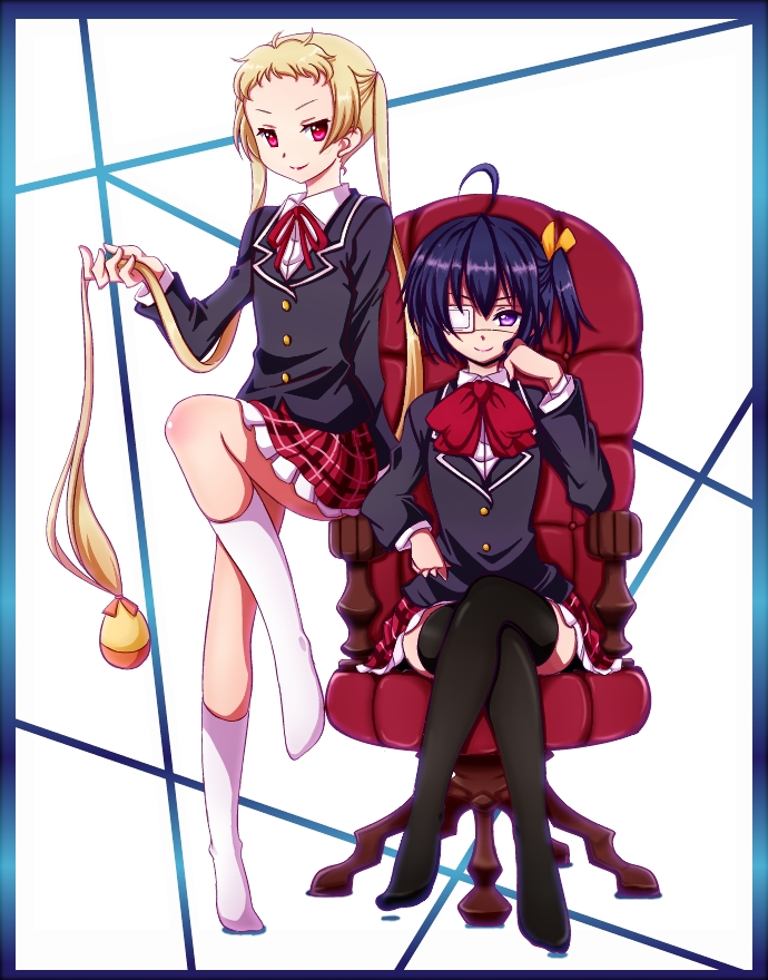 takanashi rikka and dekomori sanae (chuunibyou demo koi ga shitai!) drawn by kuon_(nokokopopo)