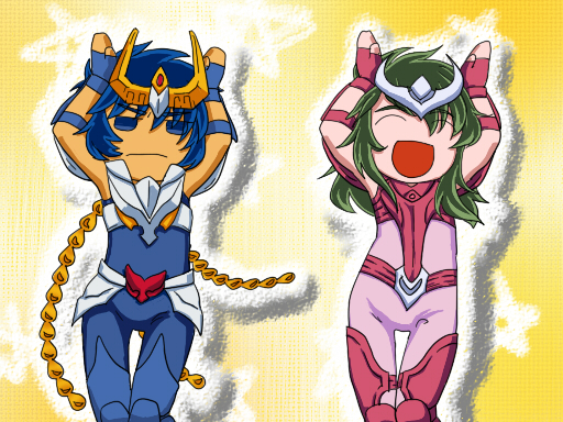 andromeda shun and phoenix ikki (saint seiya) drawn by kio_kaina