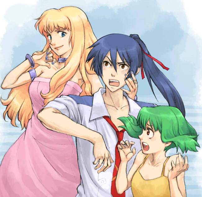 sheryl nome, ranka lee, and saotome alto (macross and 1 more) drawn by nira_(niratoro)