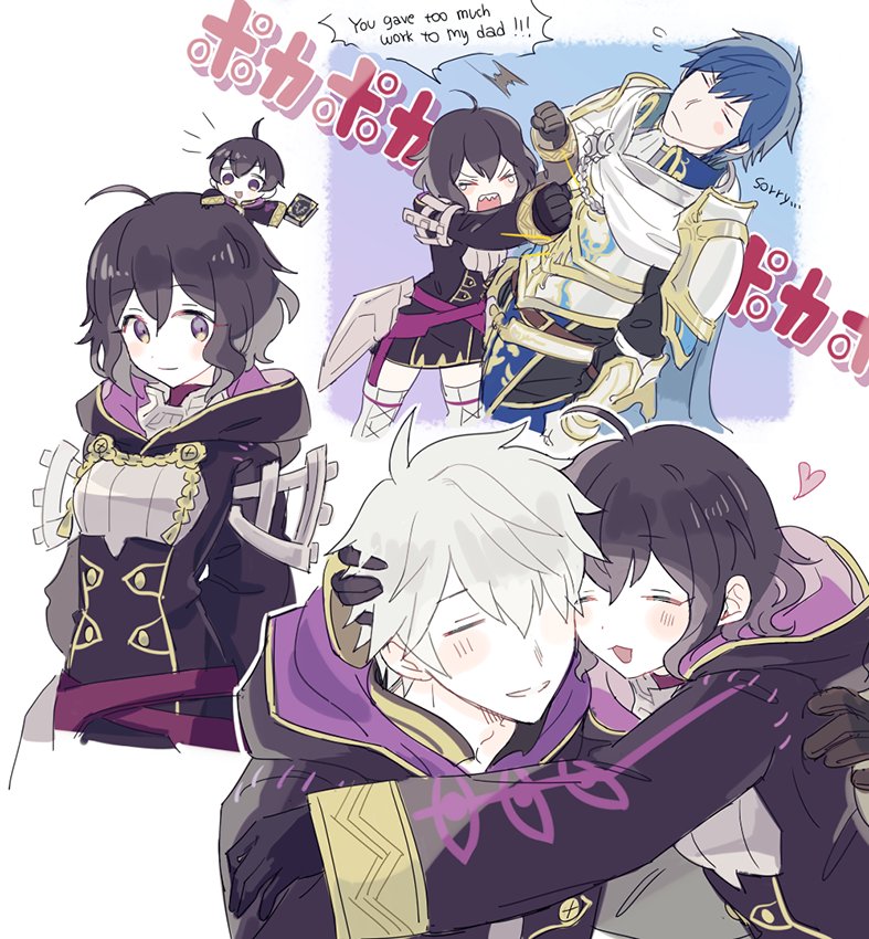 male robin, chrom, female morgan, and male morgan (fire emblem and 2 more) drawn by noii
