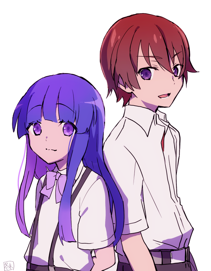 furude rika and maebara keiichi (higurashi no naku koro ni) drawn by hiiragi_fuyuki