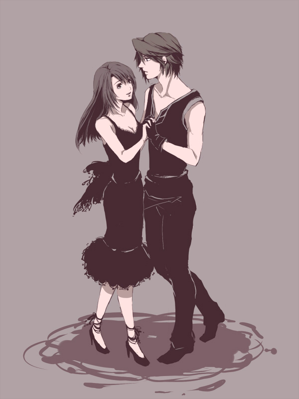 squall leonhart and rinoa heartilly (final fantasy and 1 more) drawn by habbitrot