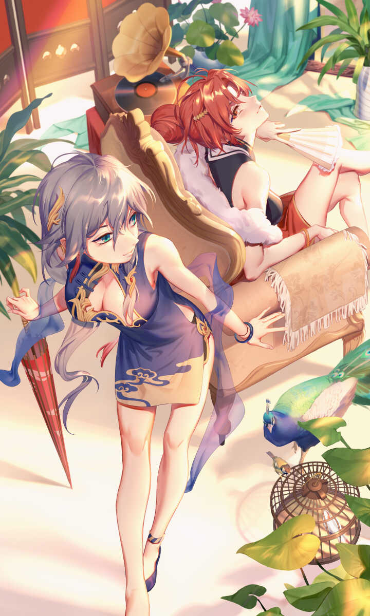 fu hua and murata himeko (honkai and 1 more) drawn by dubian_xiang