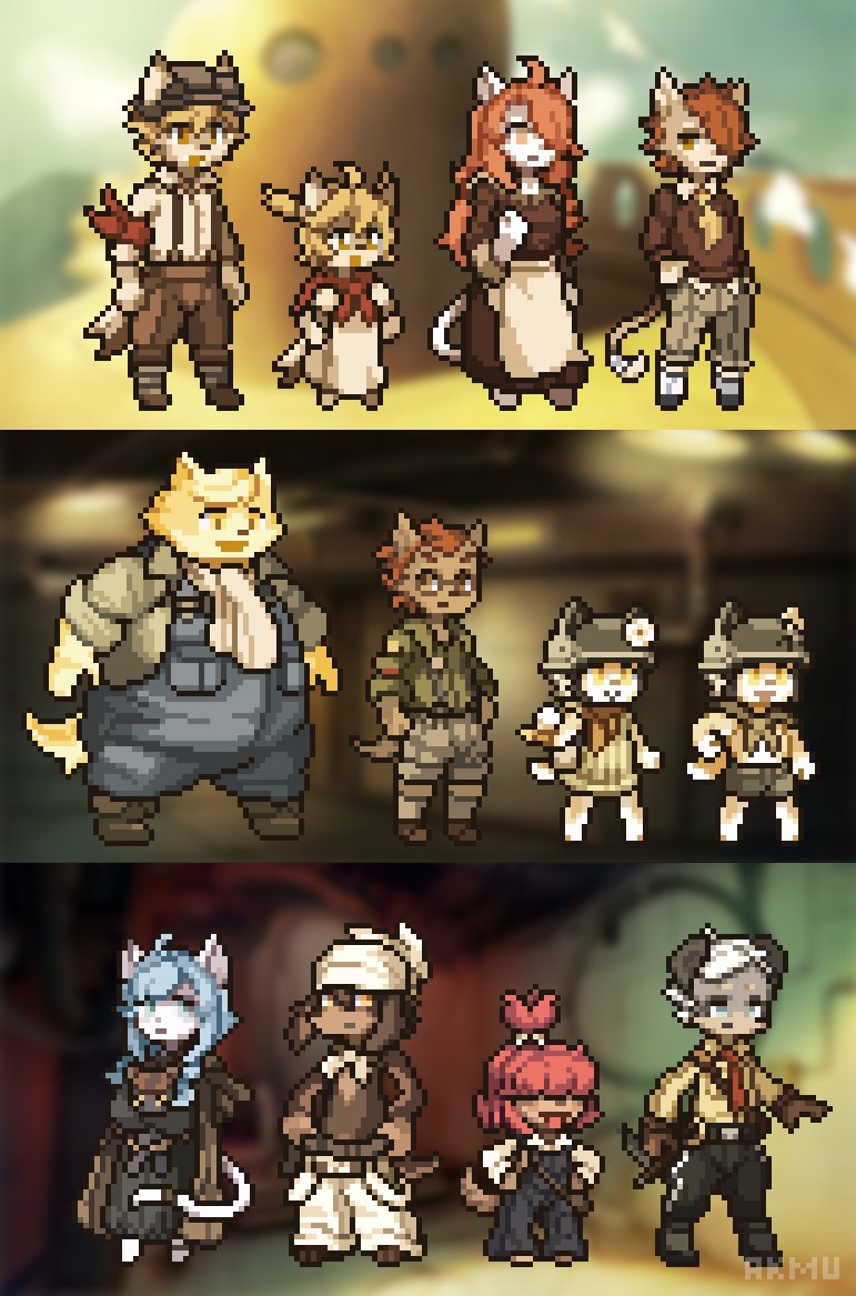 jin macchiato, malt marzipan, boron brioche, mei marzipan, kyle bavarois, and 7 more (little tail bronx and 2 more) drawn by akuxmaku