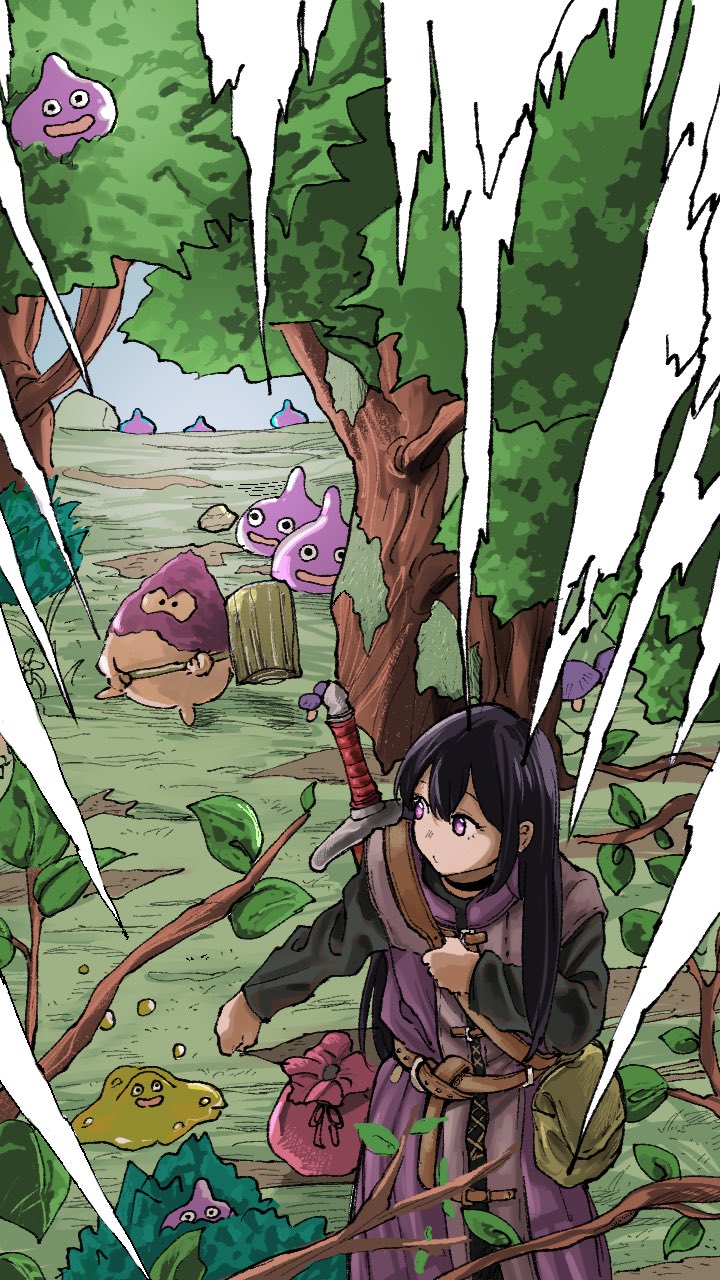 slime, ichinose uruha, hero, bubble slime, and hammerhood (dragon quest and 3 more) drawn by kou_hei_(takasr_kou)