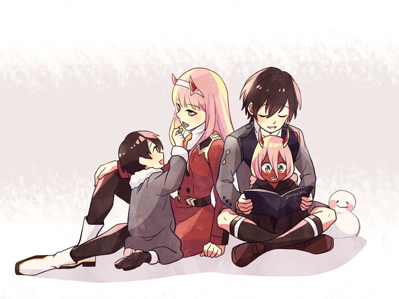 zero two and hiro (darling in the franxx) drawn by hatowalker