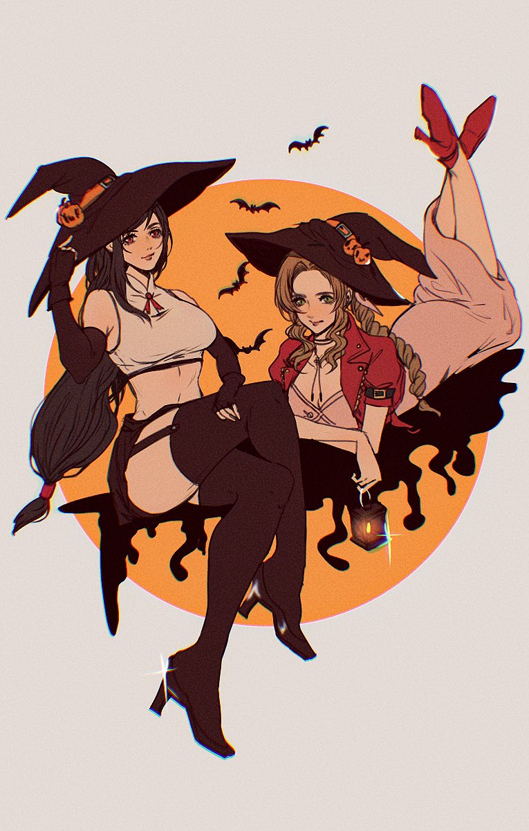 tifa lockhart and aerith gainsborough (final fantasy and 2 more) drawn by sera_(serappi)