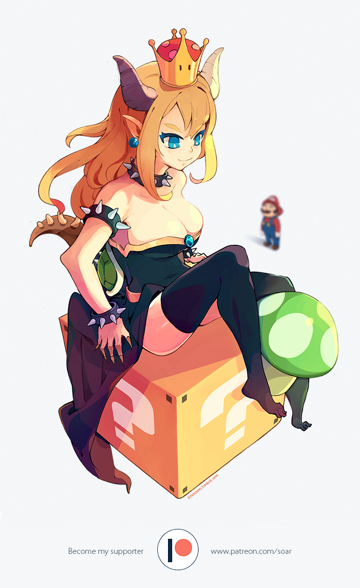 mario and bowsette (mario and 1 more) drawn by soar