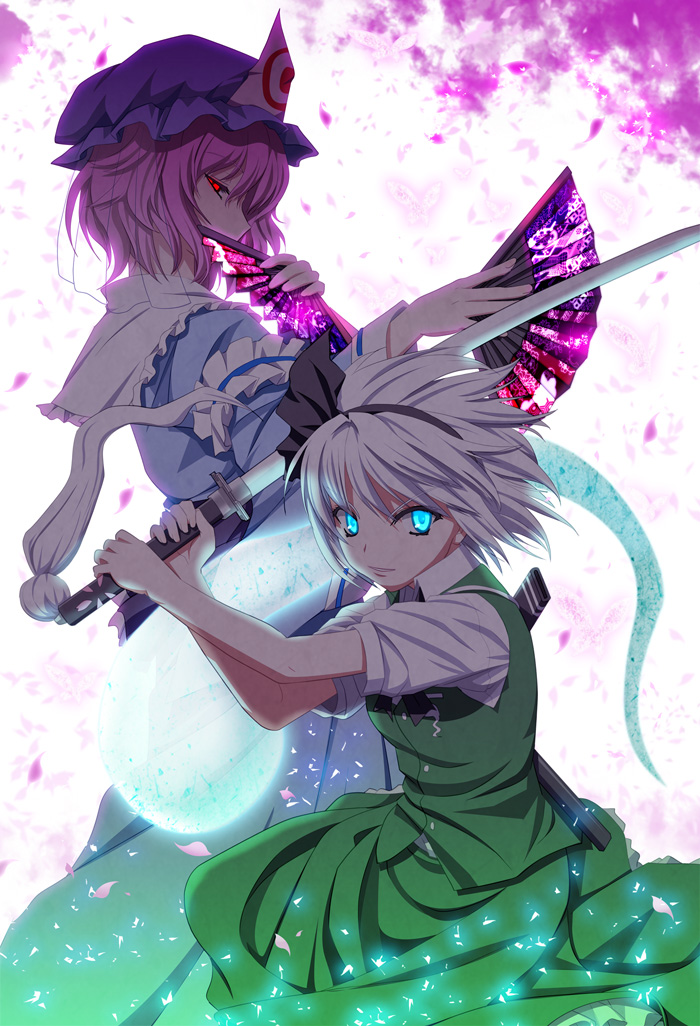 konpaku youmu and saigyouji yuyuko (touhou) drawn by sumeragi_seisuke