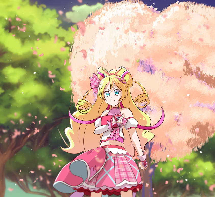 sakura uta and cure idol (precure and 1 more) drawn by mitumi_mira
