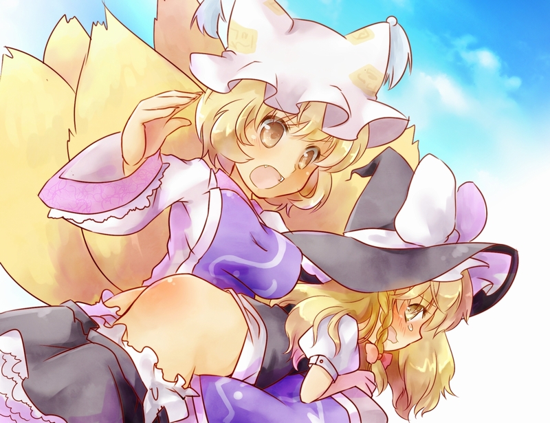kirisame marisa and yakumo ran (touhou) drawn by sen1986