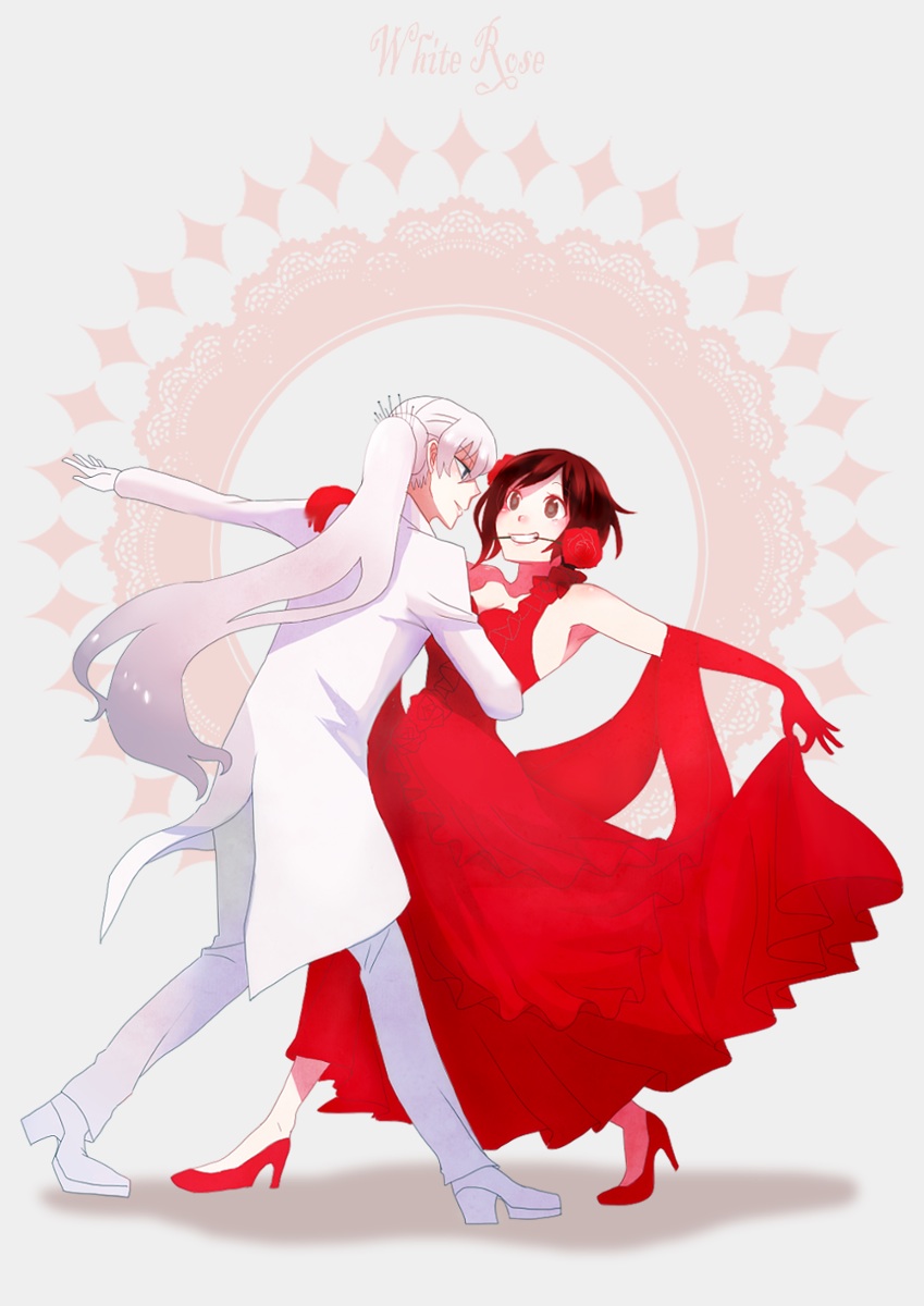 ruby rose and weiss schnee (rwby) drawn by kuma_(bloodycolor)