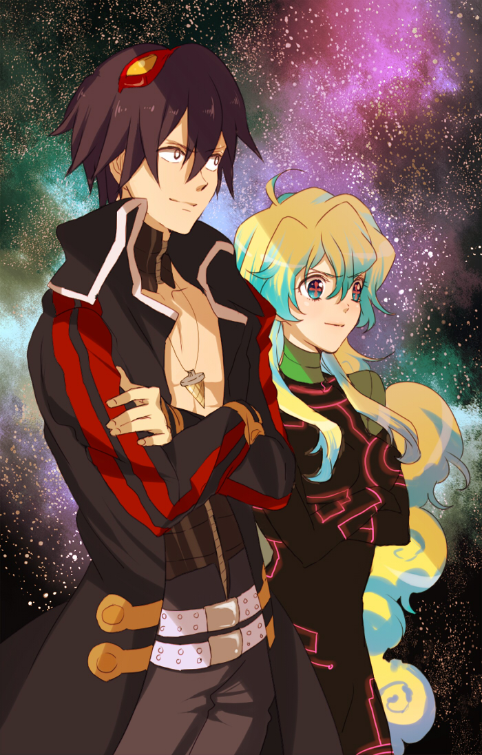 nia teppelin, simon, and antispiral nia (tengen toppa gurren lagann) drawn by kiui
