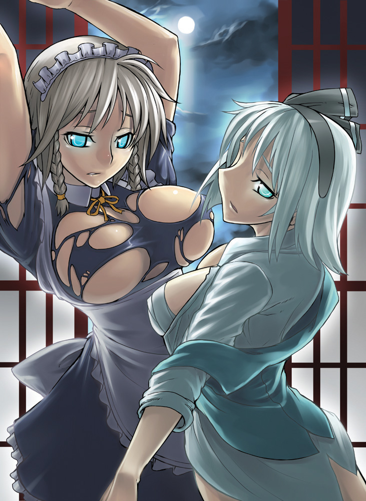 izayoi sakuya and konpaku youmu (touhou) drawn by jony_(avion_mura)