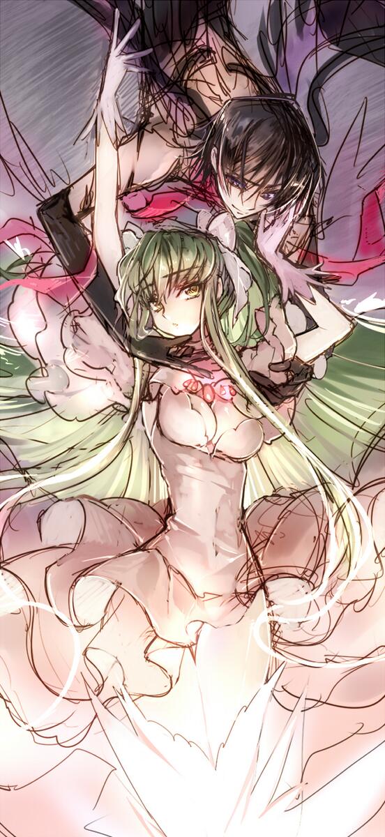 akemi homura, kaname madoka, c.c., ultimate madoka, lelouch vi britannia, and 1 more (mahou shoujo madoka magica and 2 more) drawn by creayus
