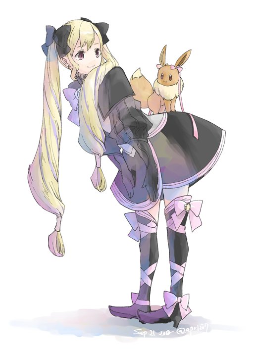 eevee and elise (pokemon and 2 more) drawn by robaco