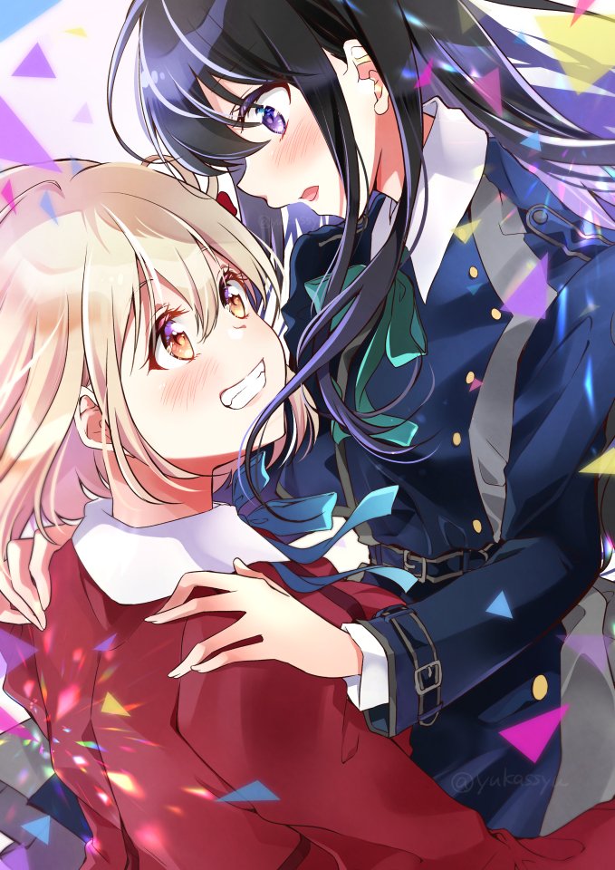 nishikigi chisato and inoue takina (lycoris recoil) drawn by ishii_yuka