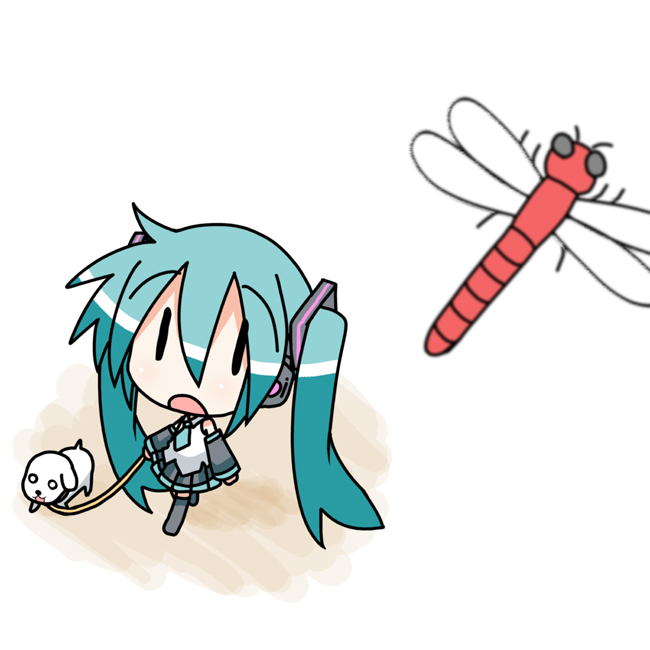 hatsune miku, chibi miku, and hamo (vocaloid) drawn by minami_(colorful_palette)