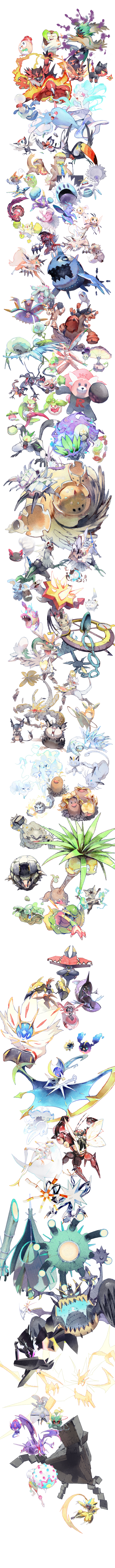 rowlet, mimikyu, popplio, alolan vulpix, litten, and 99 more (pokemon) drawn by e_volution