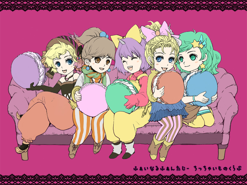 rydia, eiko carol, krile mayer baldesion, relm arrowny, and porom (final fantasy and 6 more) drawn by matsurika_spica