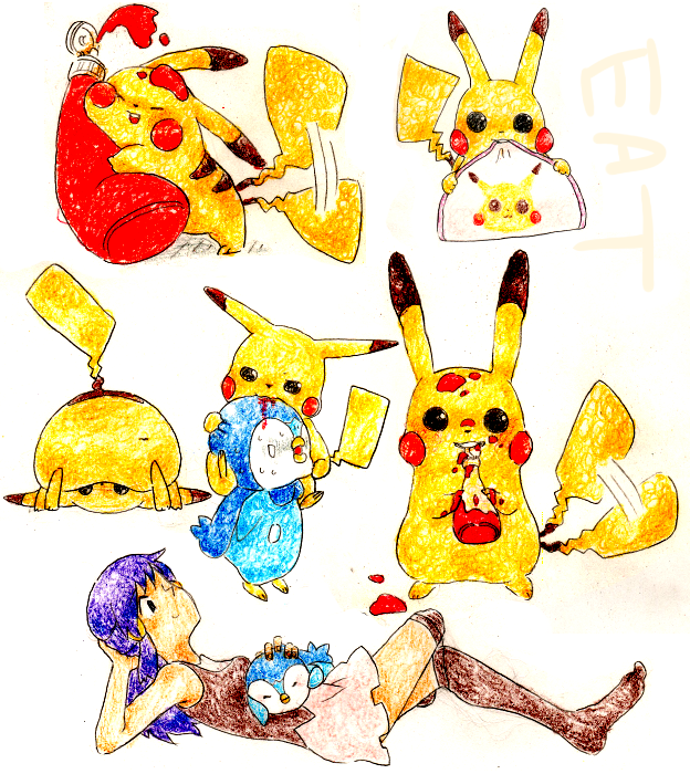 pikachu, dawn, and piplup (pokemon and 1 more) drawn by k!n