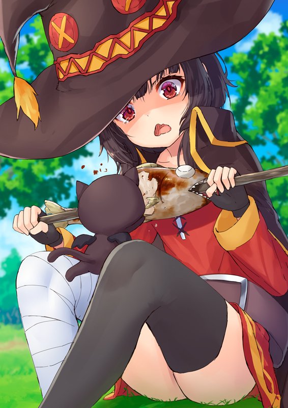 megumin and chomusuke (kono subarashii sekai ni shukufuku wo!) drawn by pensuke