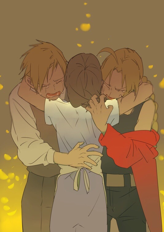 edward elric, alphonse elric, and trisha elric (fullmetal alchemist) drawn by kulerthanx