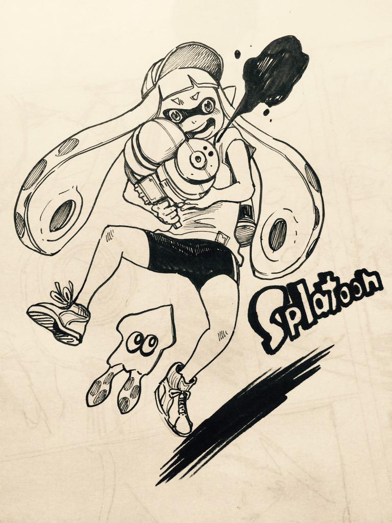 inkling player character and inkling girl (splatoon and 1 more) drawn by asano_inio