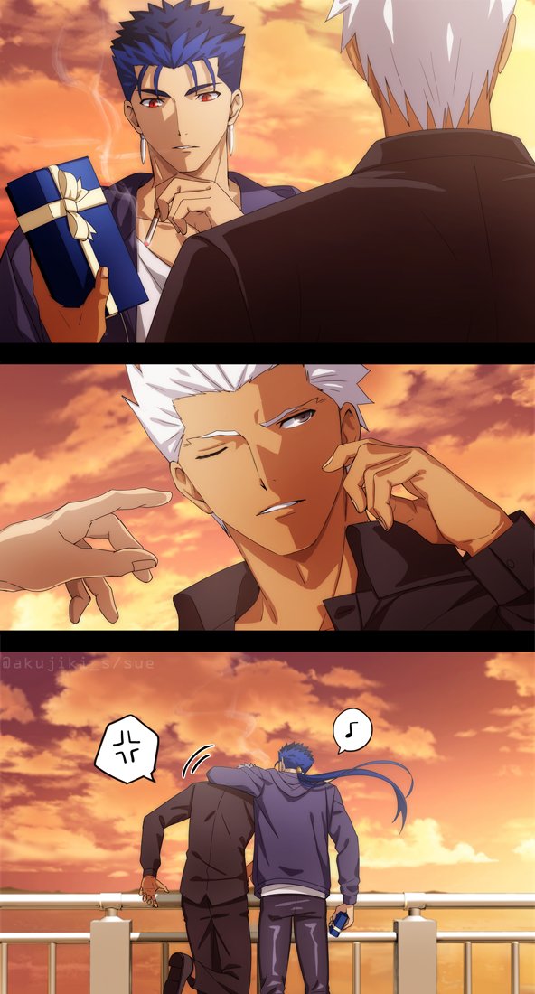 archer and cu chulainn (fate and 2 more) drawn by akujiki59