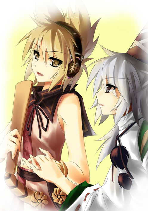 toyosatomimi no miko and mononobe no futo (touhou) drawn by langlang