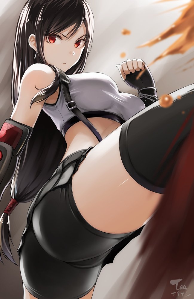 tifa lockhart (final fantasy and 2 more) drawn by tea_(nakenashi)