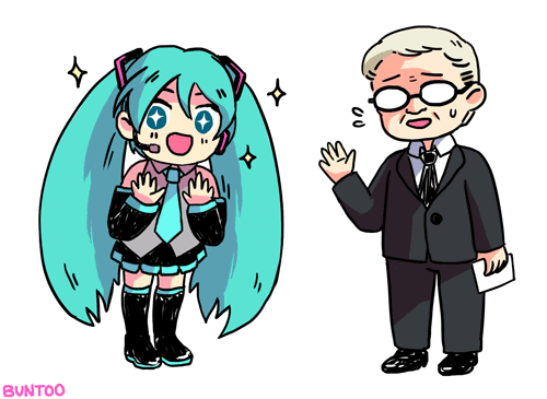 hatsune miku and david letterman (vocaloid and 2 more) drawn by buntoo